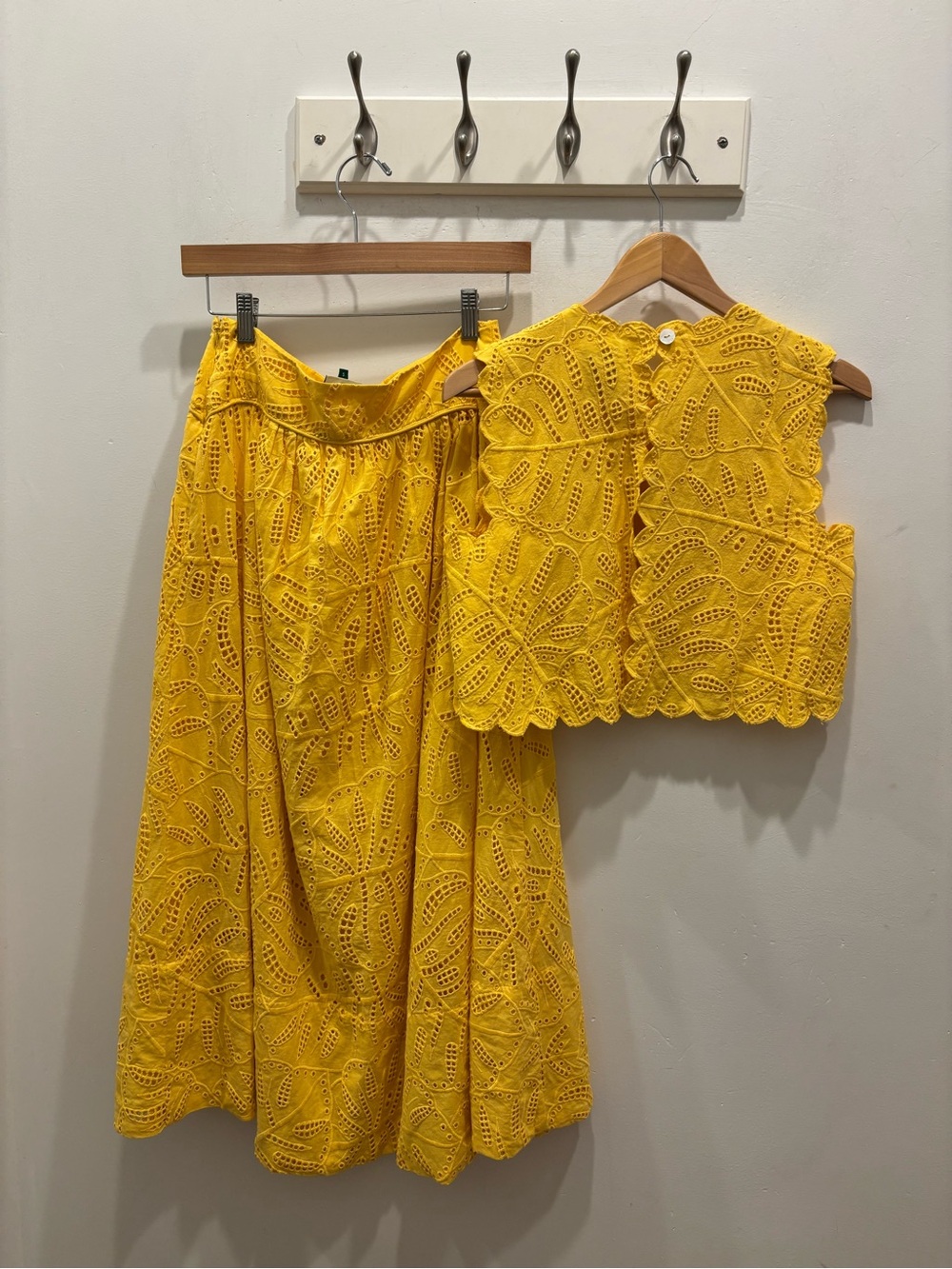 FARM Rio Yellow Eyelet Midi Skirt with Matching tank - Picture 6 of 7